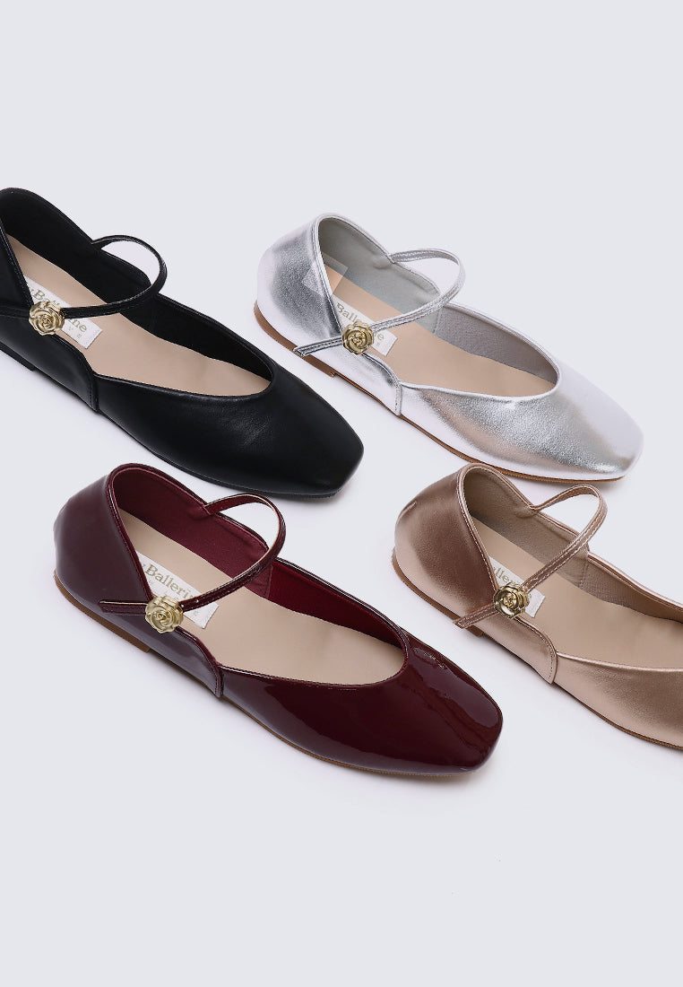 Pétale De Rose Comfy Ballerina In Black