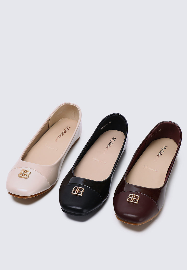 Albee WideFit Comfy Ballerina  In Black