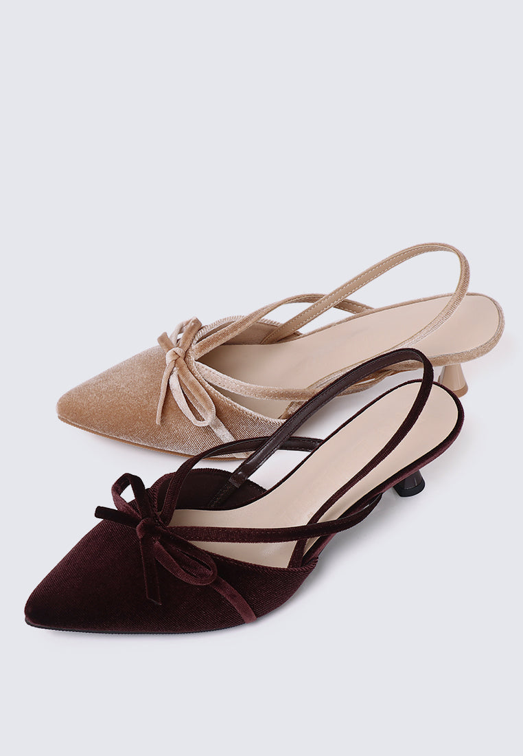 Morvella Comfy Heels In Mauve Taupe