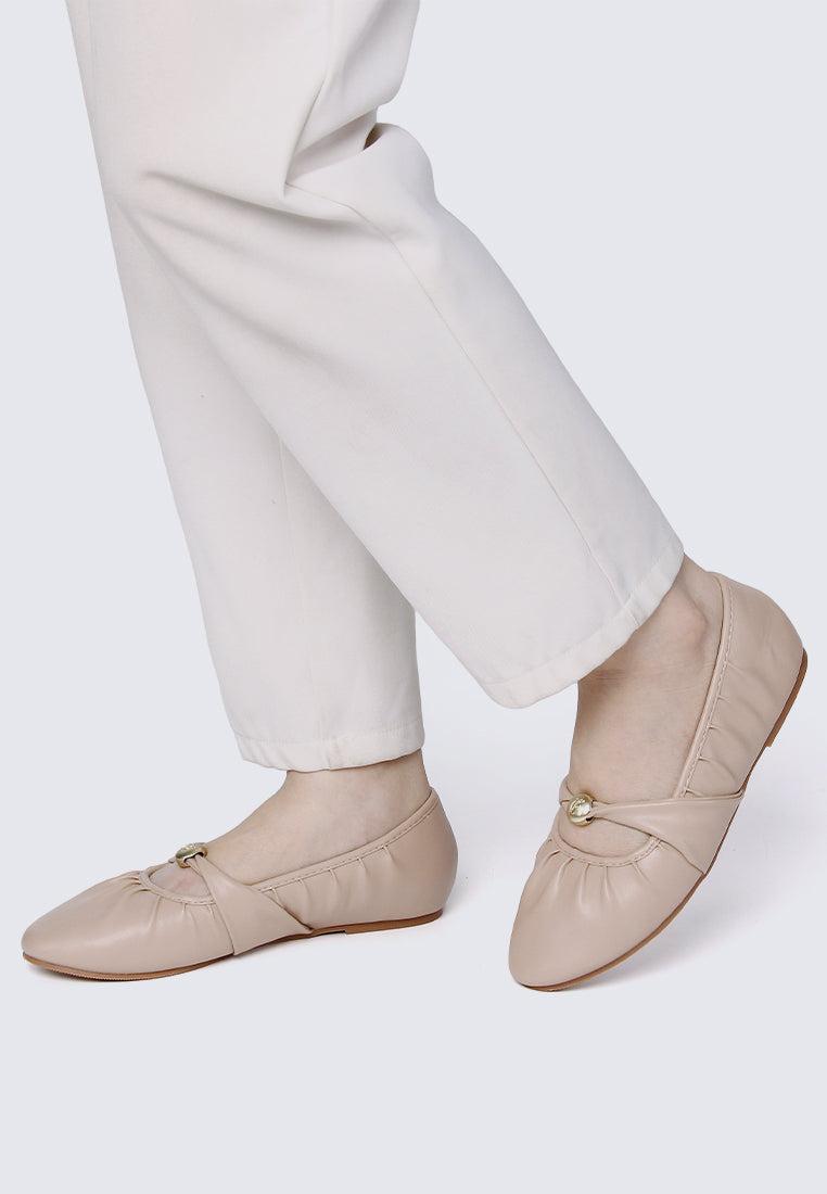 Rowena Comfy Ballerina In Tan
