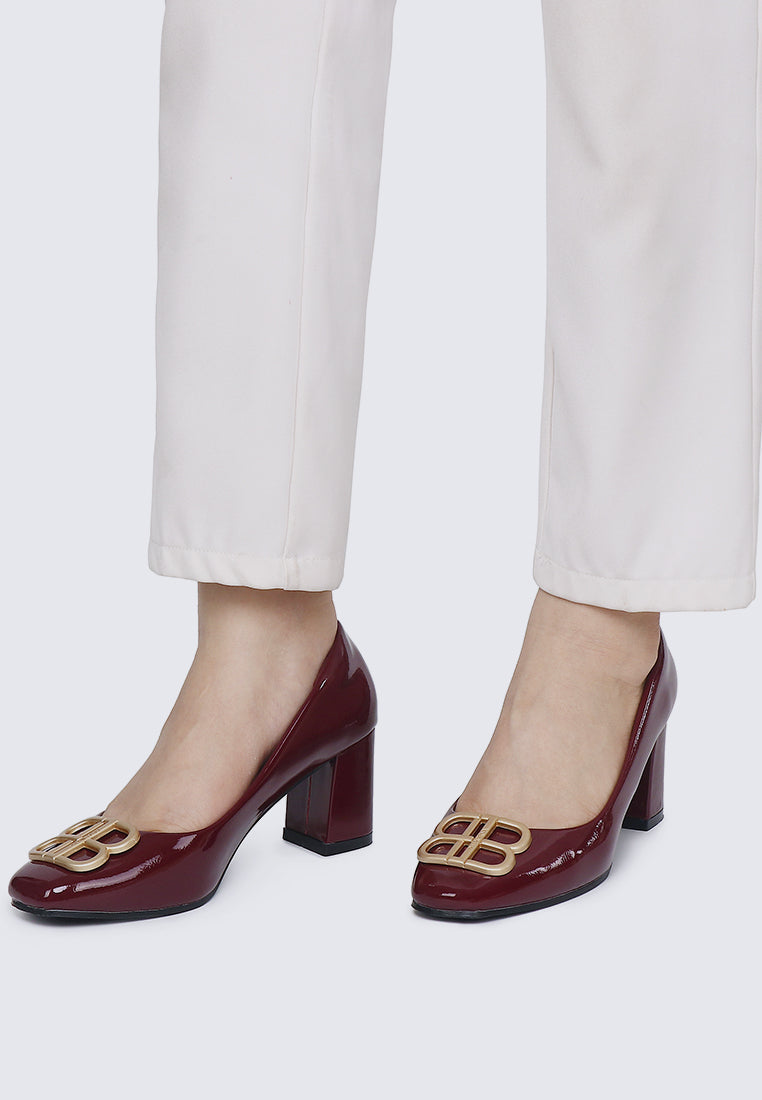 Phyllis Comfy Heels In Burgundy
