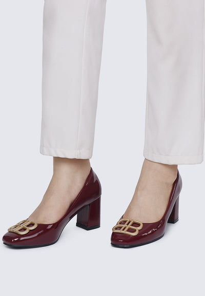 Phyllis Comfy Heels In Burgundy