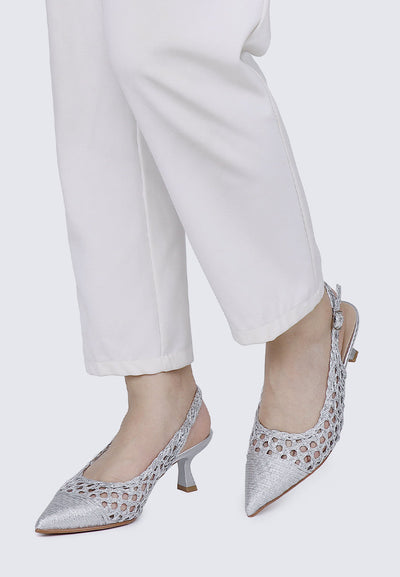 Aviva Comfy Heels In Silver