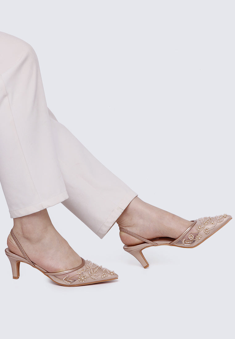 Elowen Comfy Heels In Rose Gold