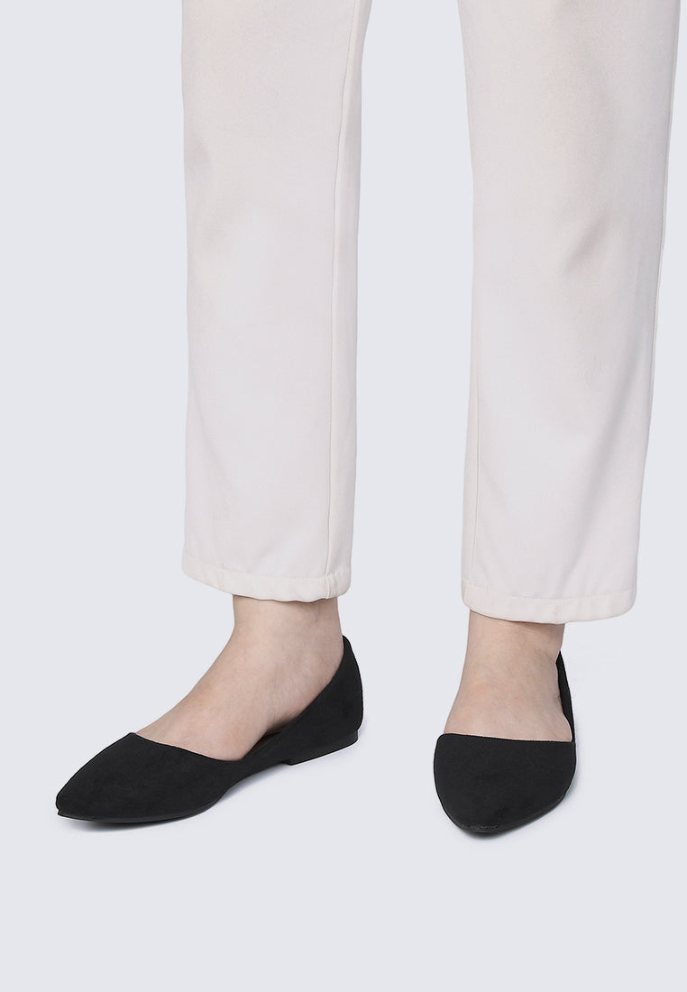 Cece Suede Comfy Ballerina In Black