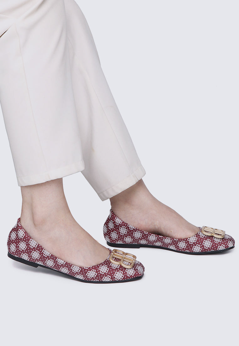 Melati Comfy Ballerina In Maroon