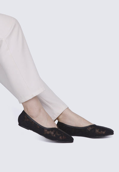 Peony Comfy Ballerina In Black
