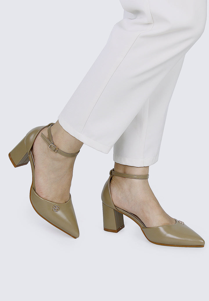 Mandy WideFit Comfy Heels In Taupe