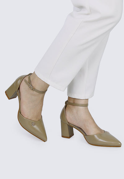 Mandy WideFit Comfy Heels In Taupe