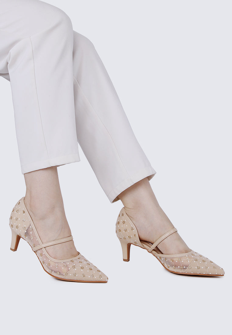 Rosmania Comfy Heels In Champagne