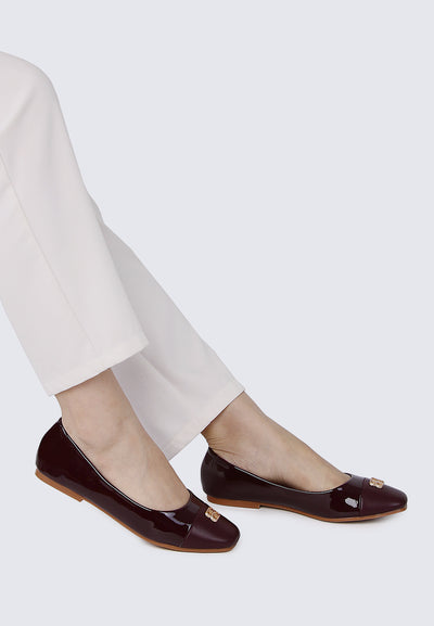 Albee WideFit Comfy Ballerina  In Burgundy