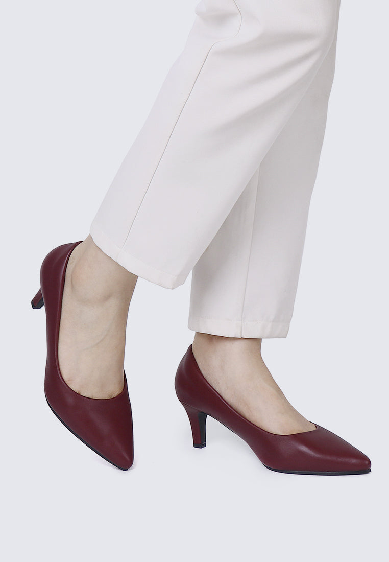 Alvina Widefit Comfy Heels In Maroon