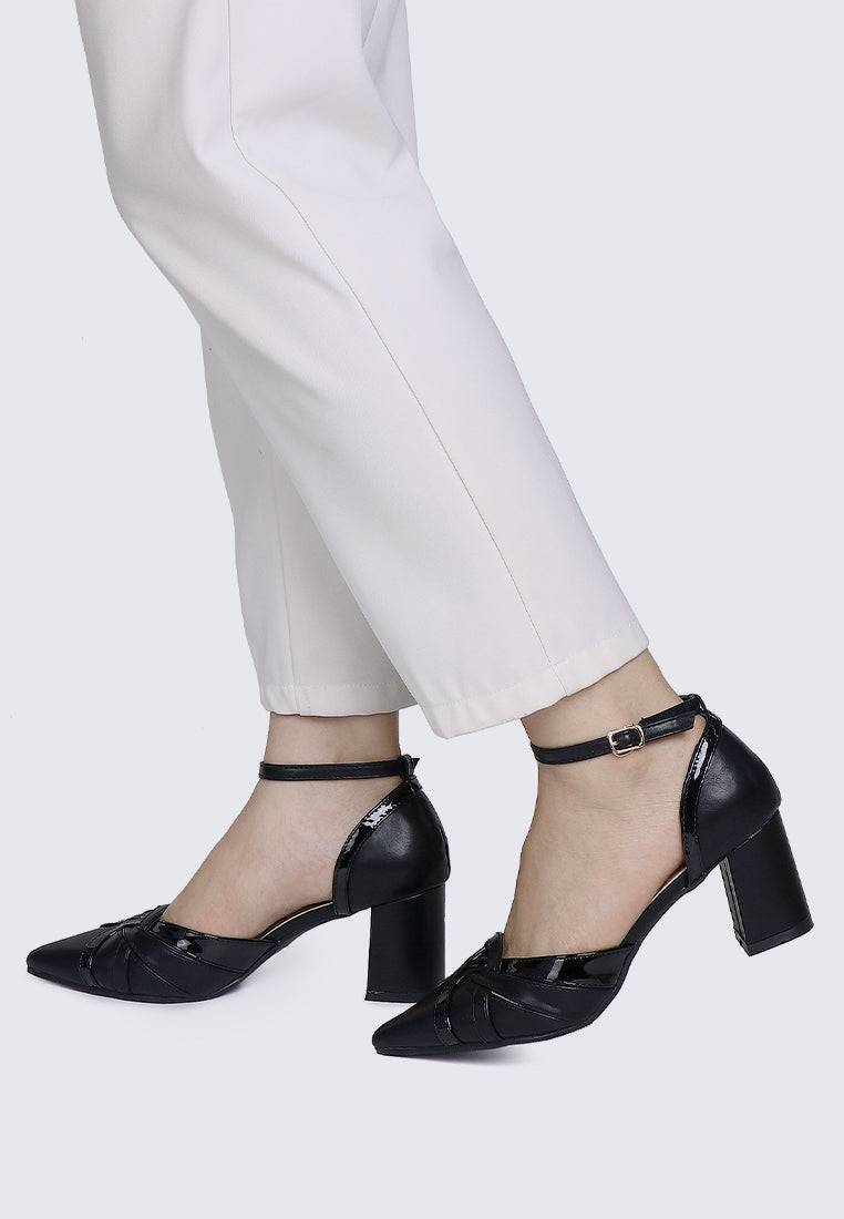 Aya WideFit Comfy Heels In Black