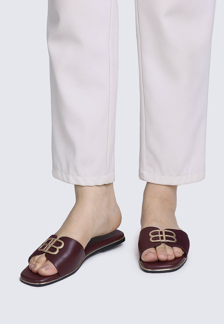 Toffee Comfy Sandals In Burgundy