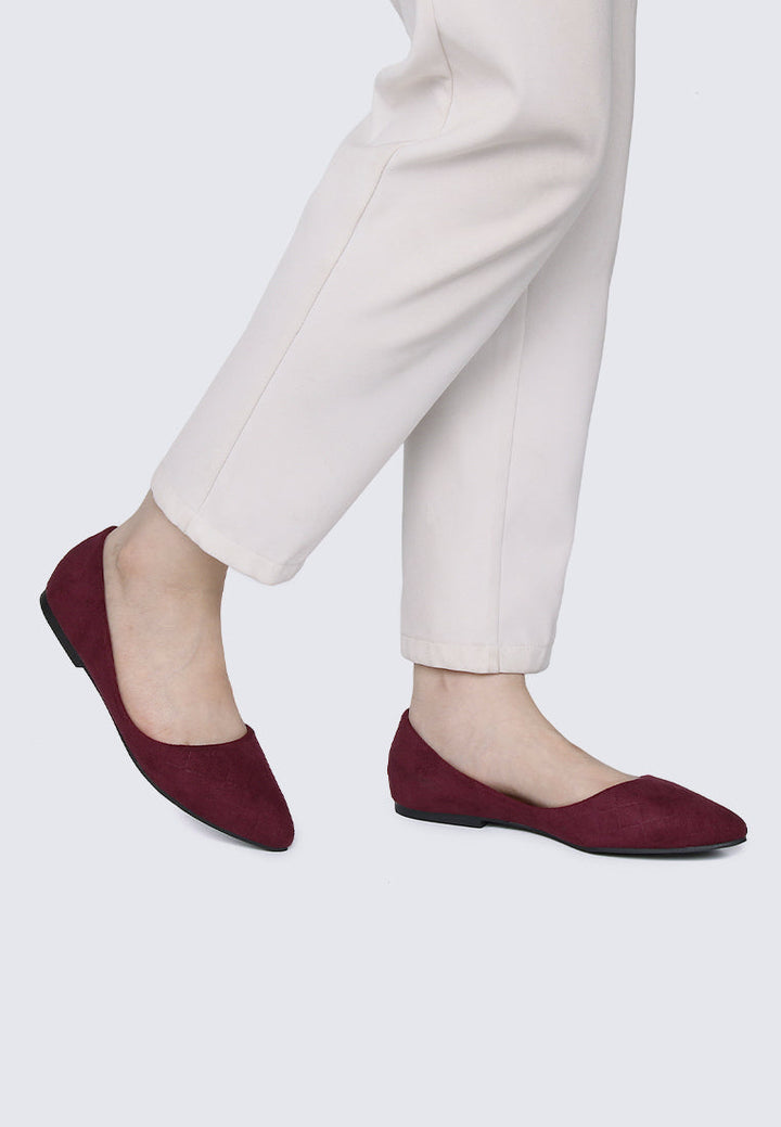 Cece Suede Comfy Ballerina In Burgundy