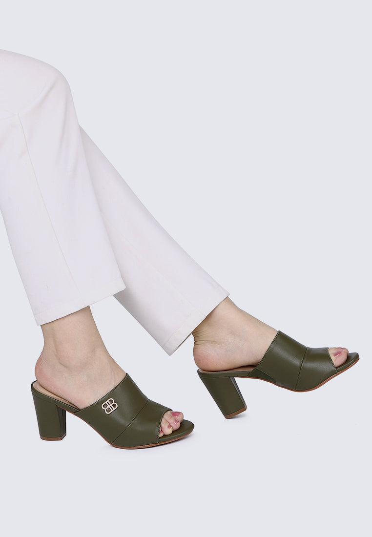 Sara Comfy Heels In Olive