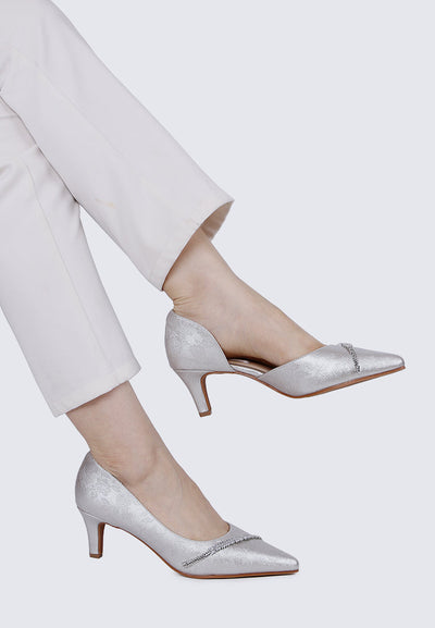 Dahlina Comfy Heels In Silver