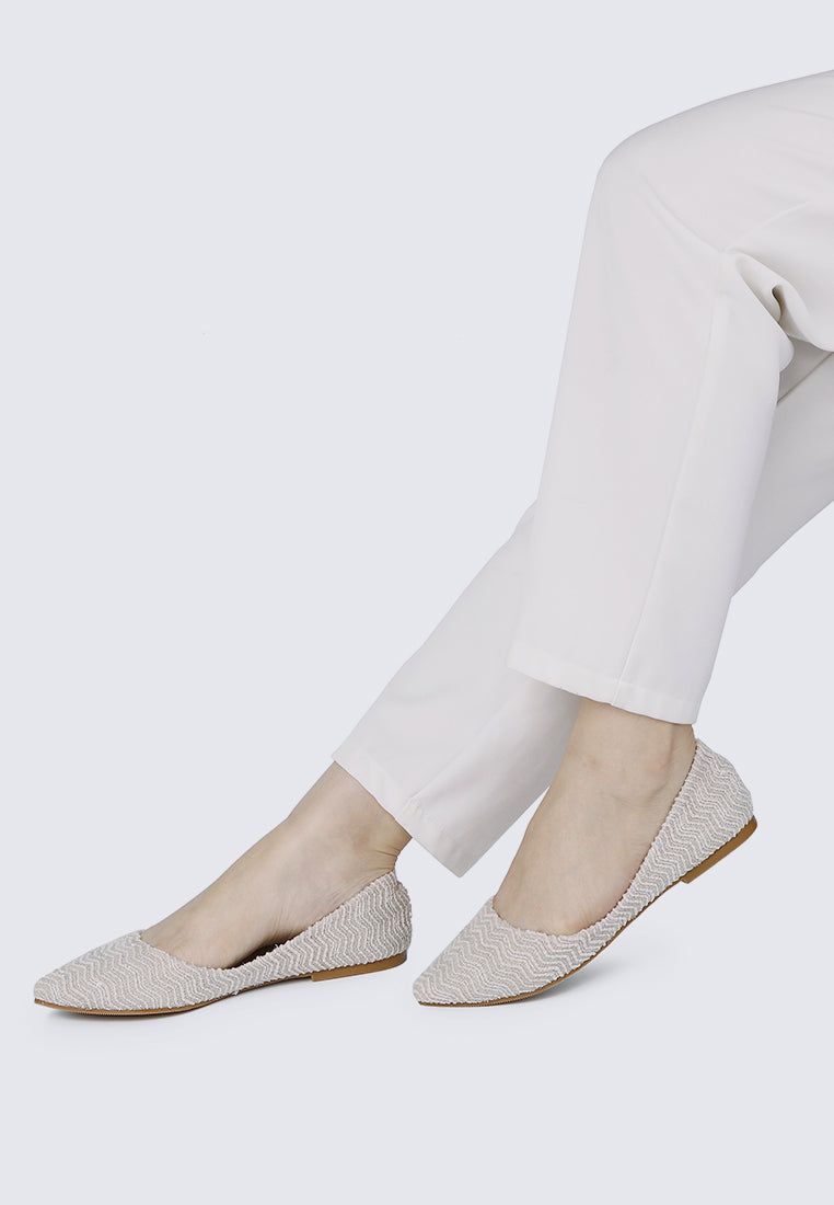 Cece Tweed Comfy Ballerina In Beige