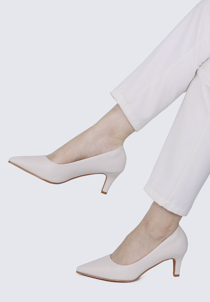 Alvina Widefit Comfy Heels In Beige