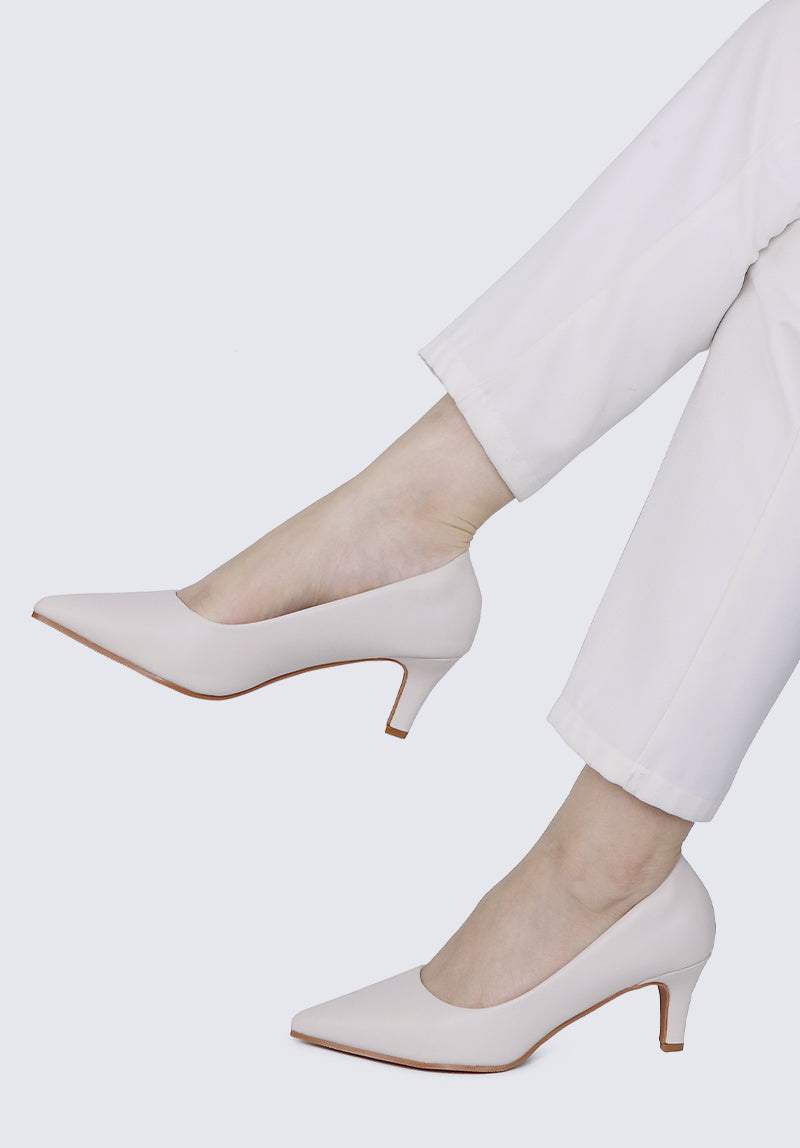 Alvina Widefit Comfy Heels In Beige