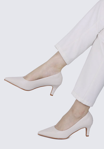 Alvina Widefit Comfy Heels In Beige