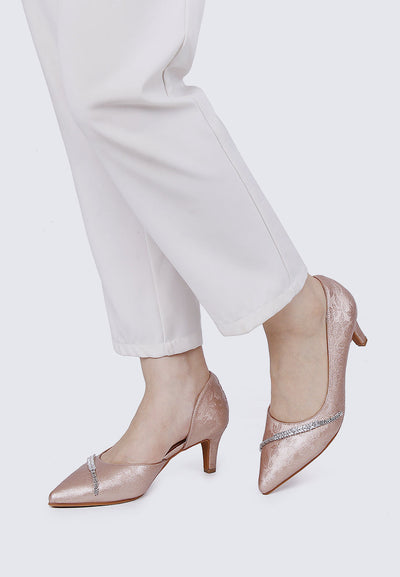 Dahlina Comfy Heels In Rose Gold