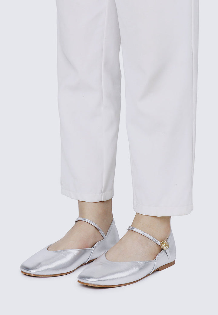 Pétale De Rose Comfy Ballerina In Silver
