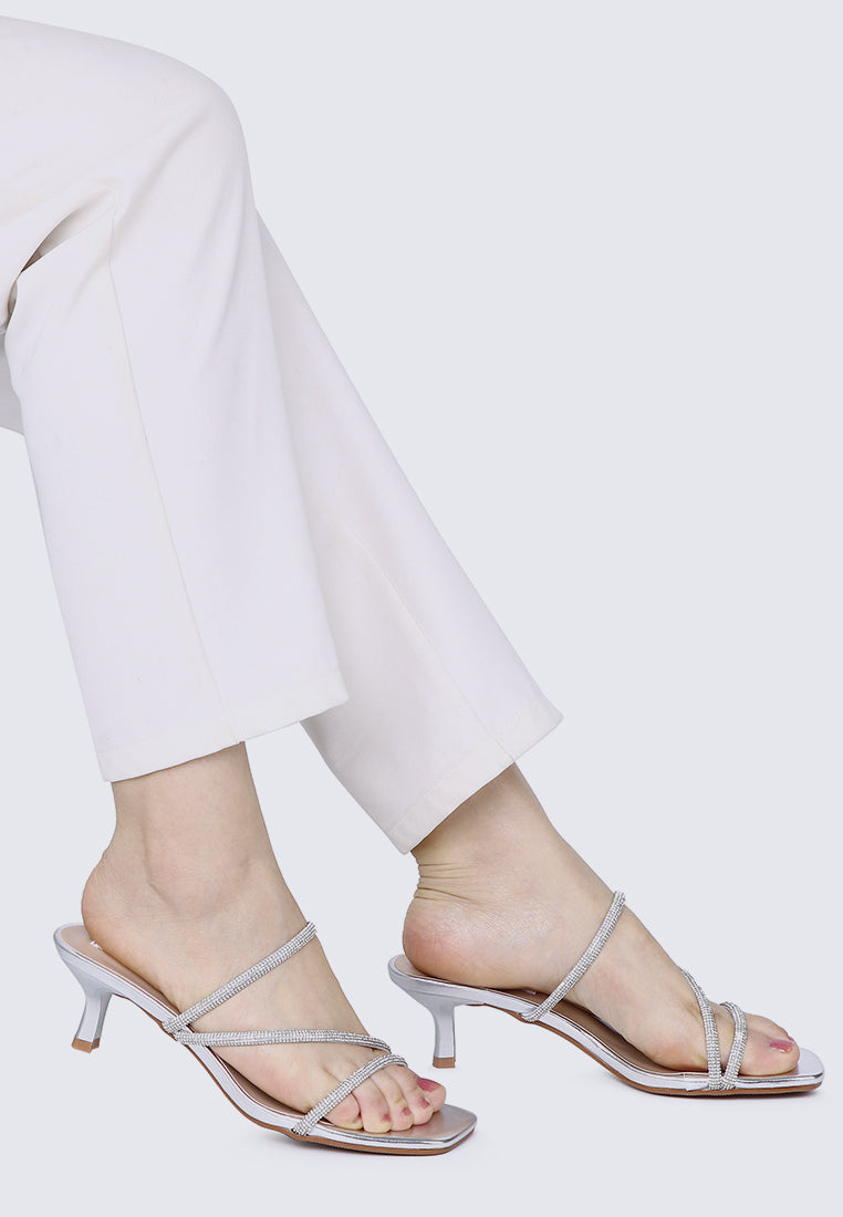 Zizura Comfy Heels In Silver