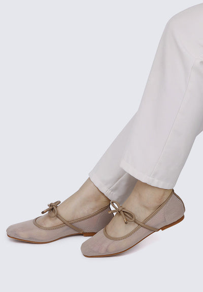 Hina Comfy Ballerina In Black In Tan