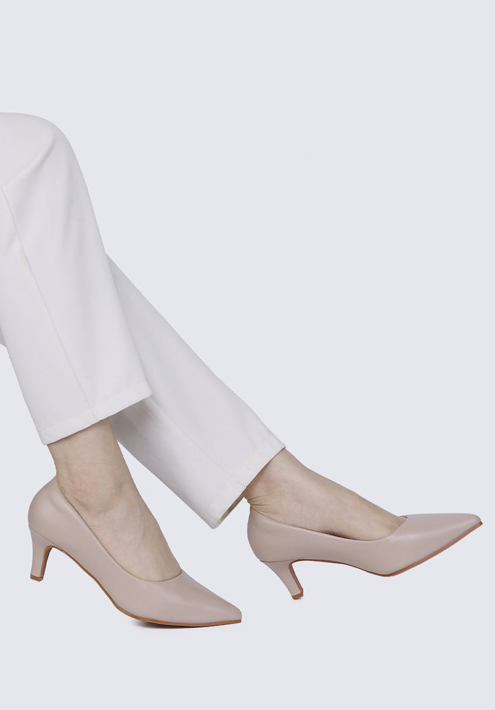 Alvina Widefit Comfy Heels In Almond