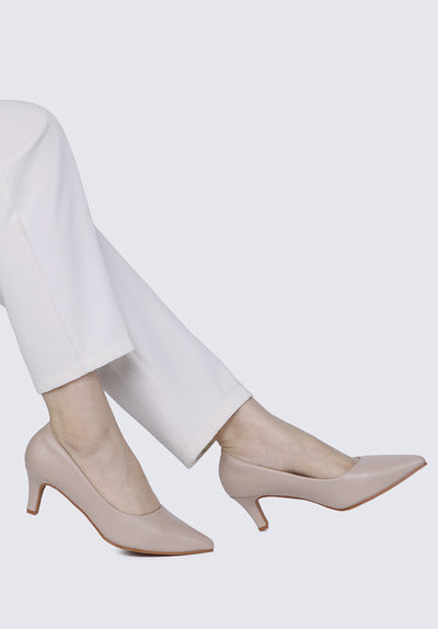 Alvina Widefit Comfy Heels In Almond
