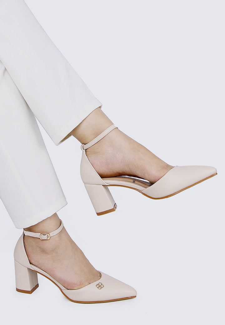 Mandy WideFit Comfy Heels In Beige