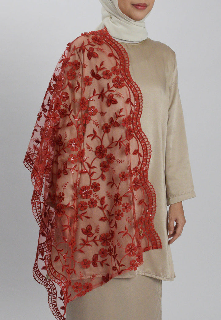 Senja Selendang Premium Scarves In Maroon