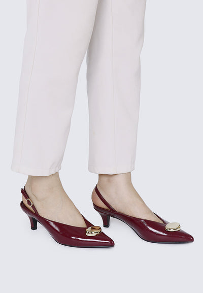 Mimpikita x My Ballerine Verde Comfy Heels In Maroon