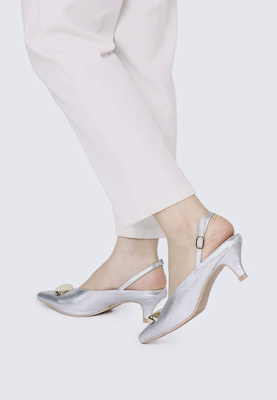 Mimpikita x My Ballerine Verde Comfy Heels In Silver
