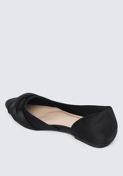 Grace Comfy Ballerina In Black Satin