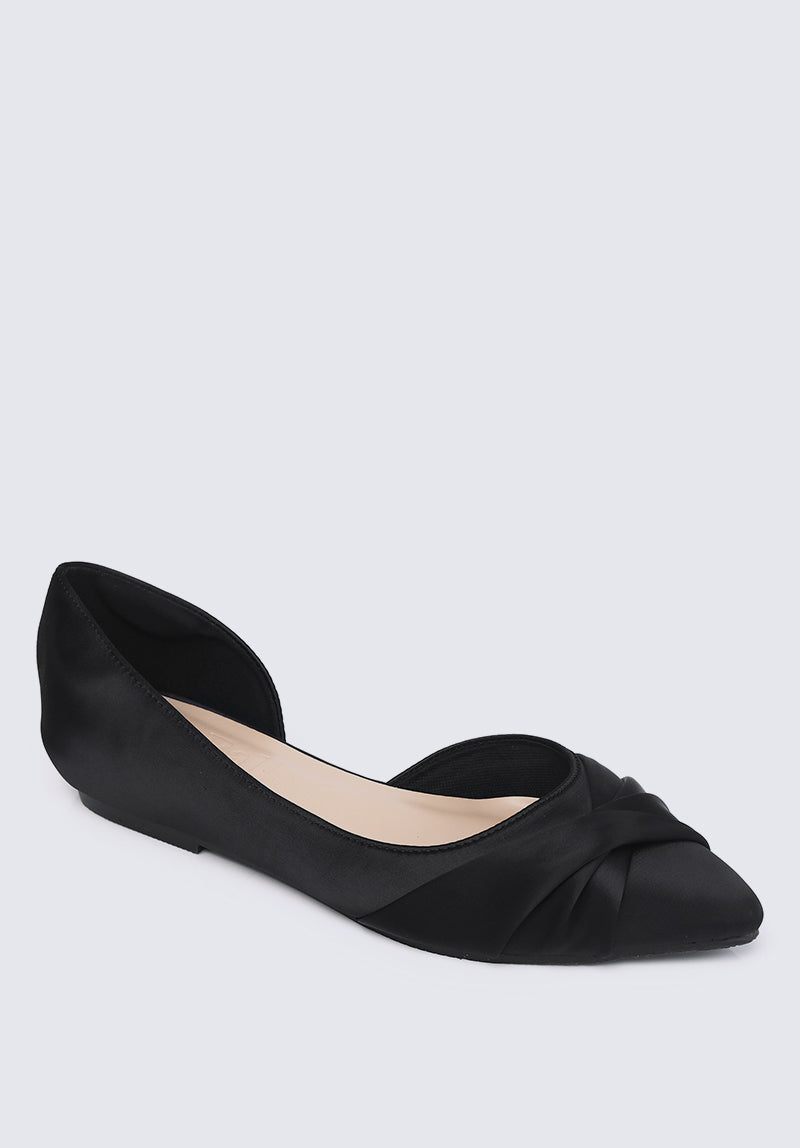 Grace Comfy Ballerina In Black Satin