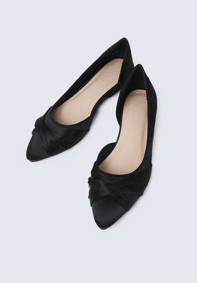 Grace Comfy Ballerina In Black Satin