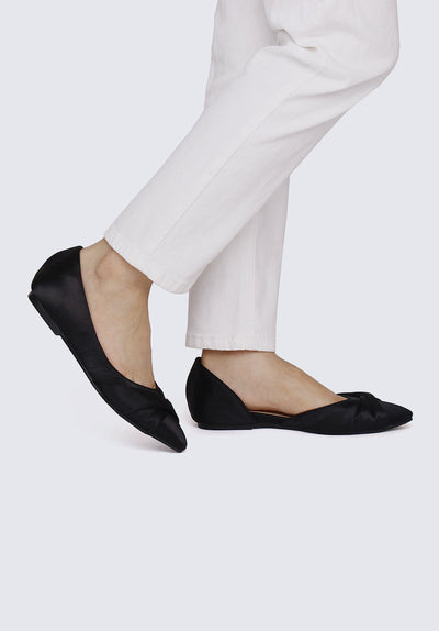 Grace Comfy Ballerina In Black Satin